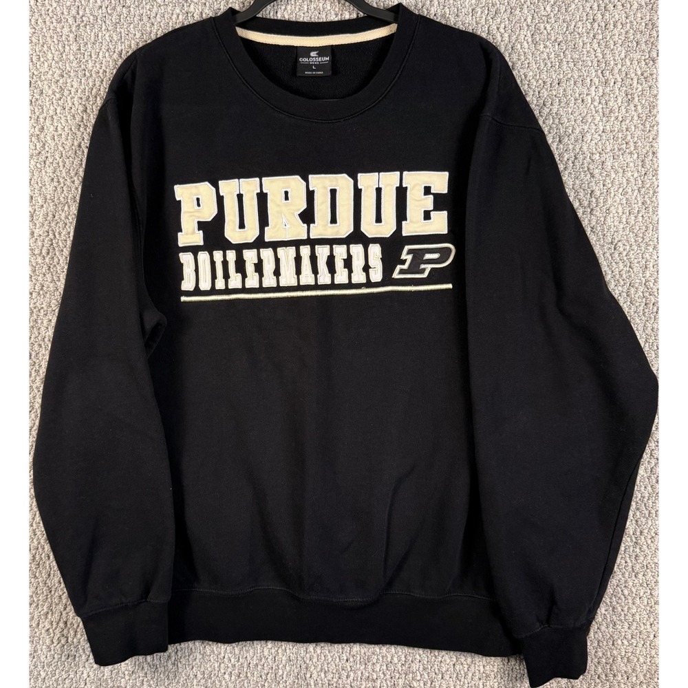 Colosseum Purdue Boilermakers Sweatshirt Large Black NCAA College Pullover Crew